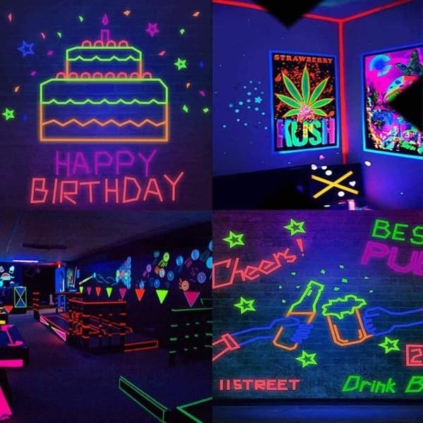 Fluorescerande tejp - UV - 6 färger - 15 mm - 5 m - Bomulls- och polyestertyg