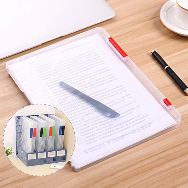Plastmapp A4 - 3-pack Vattentäta Bärbara Dokumentmappar med Snäpp och Lock för 31×23 cm Papper, Transparent Förvaringsorganisatör Colourful A4  Box File