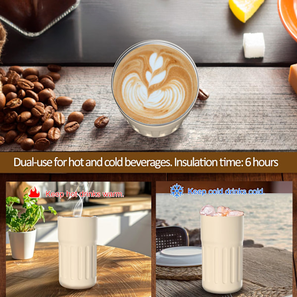 Kaffekopp Resemugg, 316 Rostfritt Stål Vakuumisolerad Kopp, LED Touch Screen Termometer, Smart Kopp Förseglad Flaska 410ml (Brun) brown