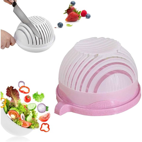 Salathakkerskål og skærer, multifunktionel frugt- og grøntsagshakker, snapsalatskærer, salatmaskine, salatskærer og grøntsagssnitter