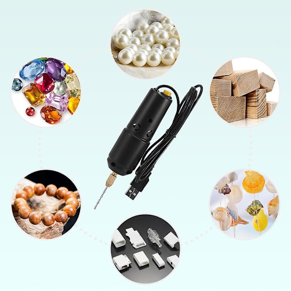 Drillsett Resin Elektrisk Minibor Med 10stk Bor Bits For Smykker Diy Aluminium Produkter Tre Nøkkelring Making Resin Casting Molds  (HY)