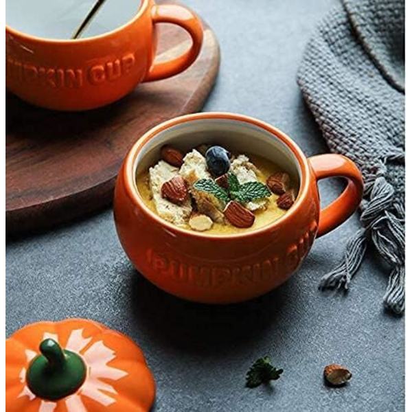 YBK Tech Söt Pumpa Mugg, Keramisk Kaffe Mugg, 8.5oz Te Kopp med Lock (Mugg) Orange 250ml Cup