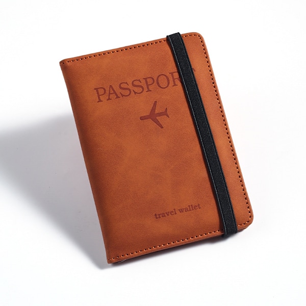 2 stk. PU læder pas taske RFID multi-kort slot multi-funktion pas dokumentholder pas cover brown