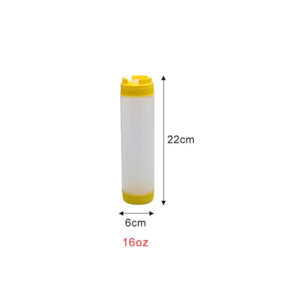 Plast såsflaskor dubbelhuvudflaskor tomatdispenser stor gul 480ML gul
