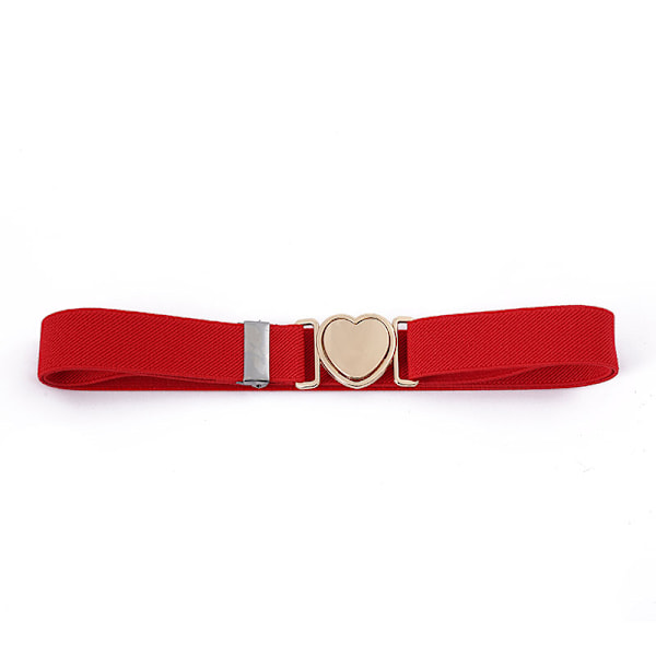 Elastisk belte for jenter med hjerteformet spenne, justerbart elastisk belte for småbarn, søtt hjertepyntet belte (rødt) red