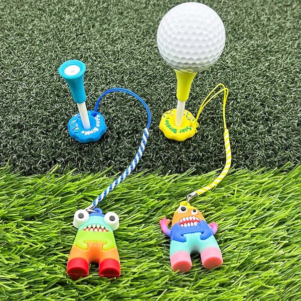 Anti-tabt plastik golf-tee-holder tegneserie golf-tee-ring med strop tee-tab forebyggelse golf Blue