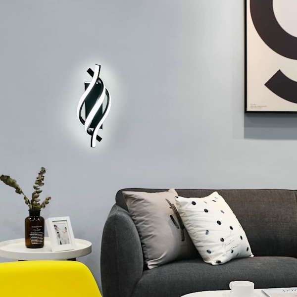 Modern LED-vägglampa, svart enkel kreativt aluminium vägglampa, 22W akryl vägglampa dekorativ belysningsarmatur för sovrum vardagsrum Black
