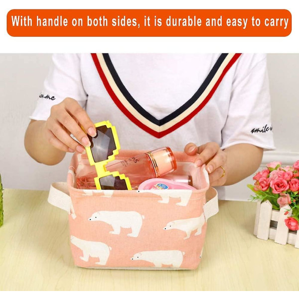 Käytännöllinen säilytyslaatikko pellavakankainen laatikkokori Taitettava puuvillainen organizer meikille ja leluille