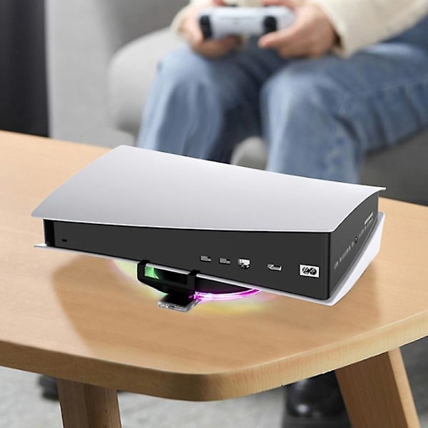 Stativ för spelkonsol med vertikal bas, RGB-ljusstativ, handkontroll, USB-laddare