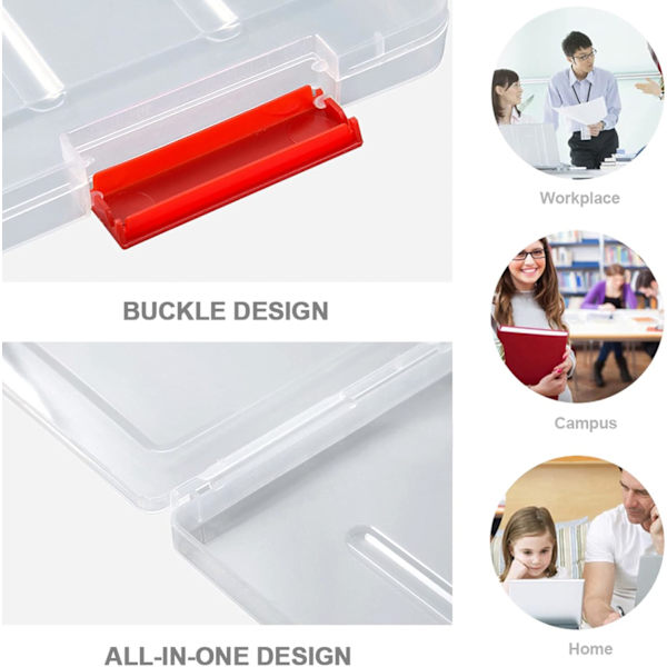 Plastmapp A4 - 3-pack Vattentäta Bärbara Dokumentmappar med Snäpp och Lock för 31×23 cm Papper, Transparent Förvaringsorganisatör Colourful A4  Box File