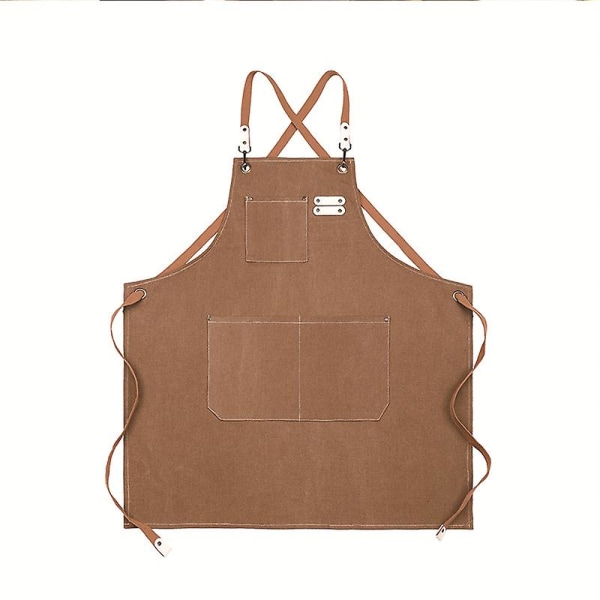 1 x Svetsförkläde - Arbetsförkläde med fickor, justerbar korsryggsrem för män och kvinnor, perfekt för trädgård, kök, garage 74 x 67 cm
