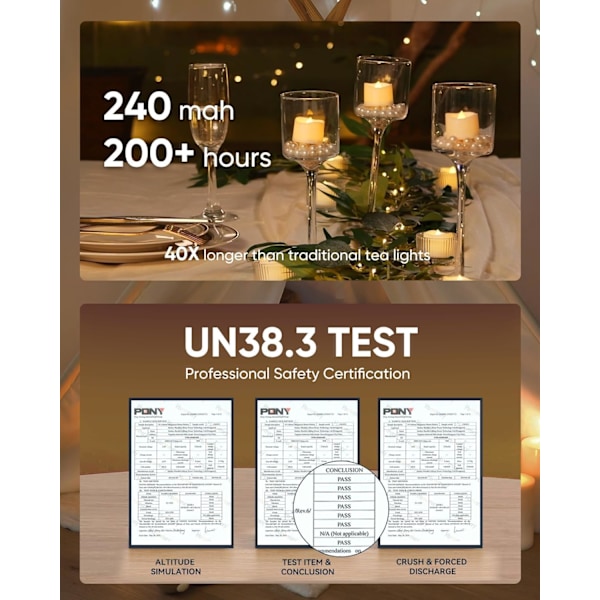 24 Pak Ivory Hvide Batteridrevne Telys, Langtidsholdbare Batteridrevne Telys, Flammeløse Flimrende Romantiske Bryllupslys til Frieri Jubilæum Waxes