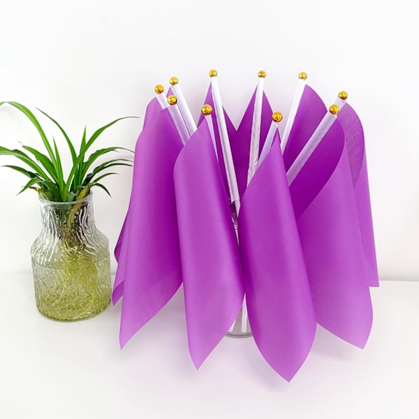 25-pack enfärgade lila flaggor, små, enfärgade lila DIY-flaggor på pinne, partydekorationer för parader, invigningar, barnkalas, partyevenemang Purple