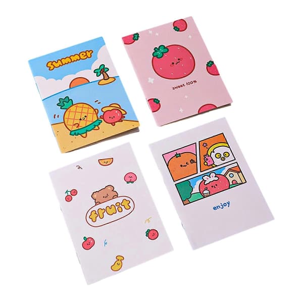 64K Mini Notesbog - Sød Tegneserie & Glat Papir - til Børn Studerende Skolepræmier 4pcs C