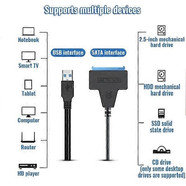 Adapterkabel USB 3.0 till SATA 2.0 20CM