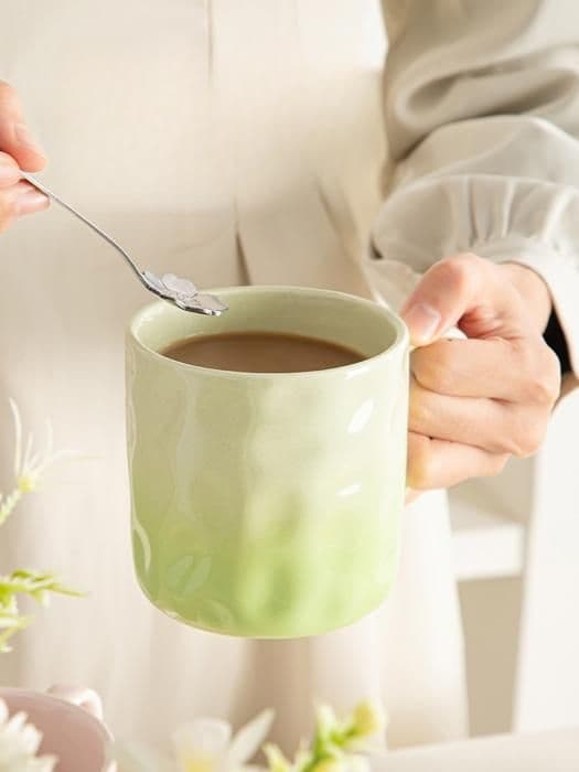 Mugg, 380 ml keramisk kaffemugg, gradientgrön mugg, tål mikrovågsugn och diskmaskin, för te, kaffe, mjölk