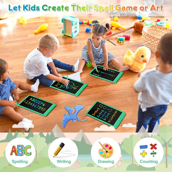 LCD-ritplatta, Doodle Board-leksaker, presenter för 3-8 år gamla flickor pojkar, 10 tum färgglad elektronisk ritplatta för barn, presenter för småbarn Wonderful Green 10 Inch