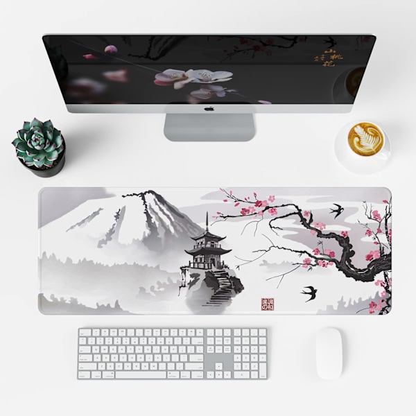 Ancient Architecture Sakura Musematte (80 x 30 x 0,3 cm) Ekstra Stor Musematte Skrivebordsmatte style 1
