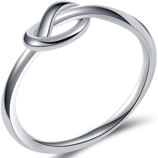 Størrelse 3-13 Rustfrit stål Simple Love Knot Celtic Promise Jubilæumserklæringsring Silver 10