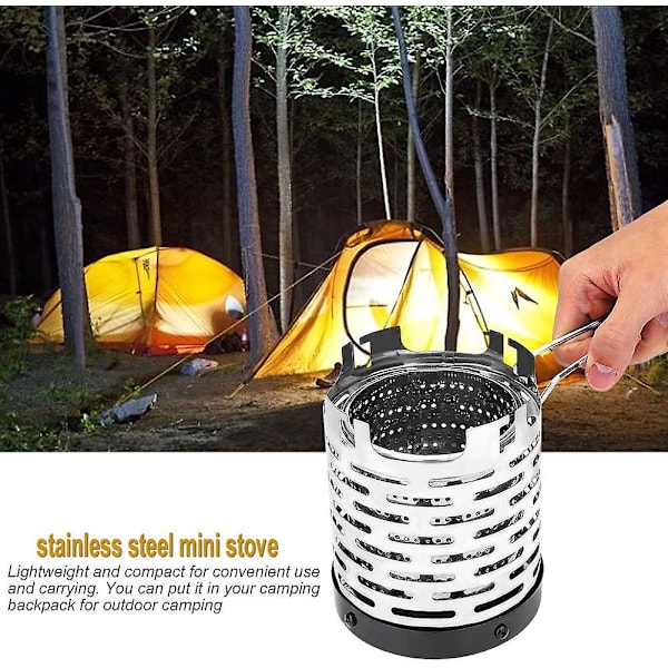 Camping Mini Heater, Bærbar Rustfritt Stål Teltvarmedeksel Med Håndtak Og Oppbevaringspose Camping Varmt Utstyr Varmer For Små Kaldt Vær Telt