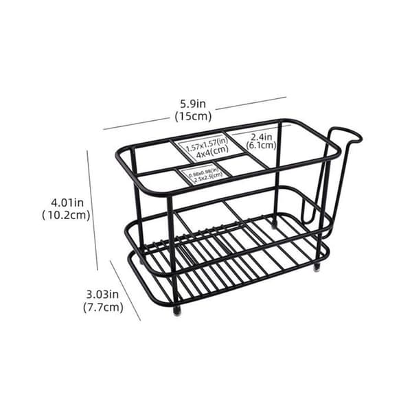 Tandbørsteholder i rustfrit stål med 5 rum og tandpastadispenser.