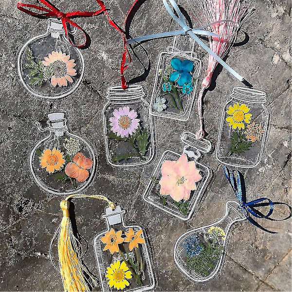 30 stk. gennemsigtige tørrede blomsterbogmærker DIY håndlavede bogmærker