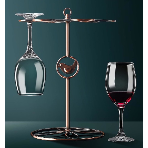 Rødvinsglassholder, Stemware Hylle 6 Glassholder Oppbevaring Frittstående stativ, Hengende kopp Organisering Vinglassholder