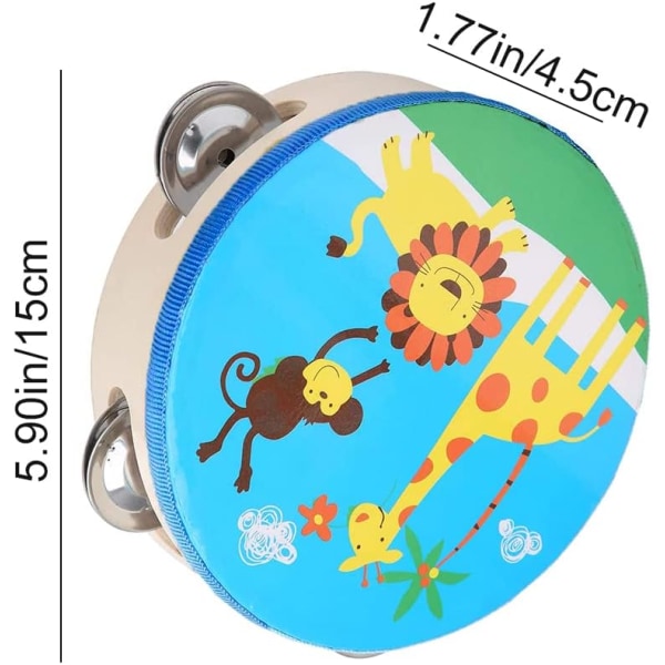 Tambourine Cartoon Hand Held Drum Portable Tambourine Bell for Party Kids Dance