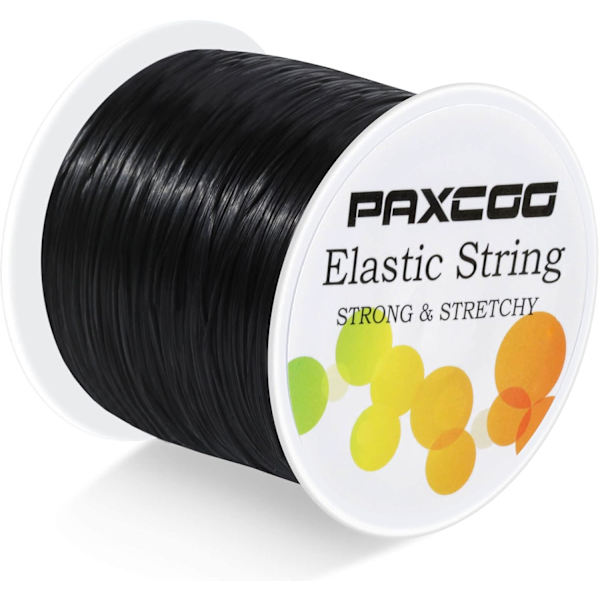 Sort elastisk snor, Paxcoo strækbar perlekæde til armbånd, halskæder, smykkefremstilling og perlearbejde Black 1 MM