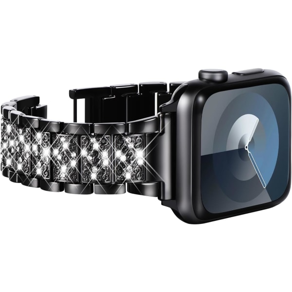 Kompatibel med Apple Watch-reimer 41mm 40mm 38mm, Dame Bling Diamond Rhinestone-rem for Apple Watch-rem SE(GEN 1 2 3) iwatch-rem Serie 9 BlingBlack 41mm/40mm/38mm