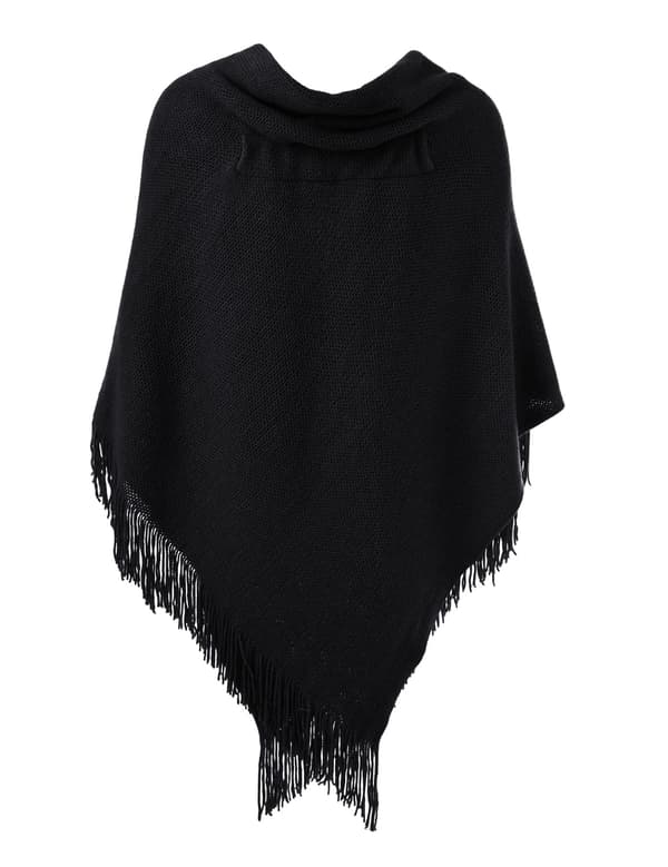 Lös passform poncho cape sjal för damer med öppen front för höst och vinter