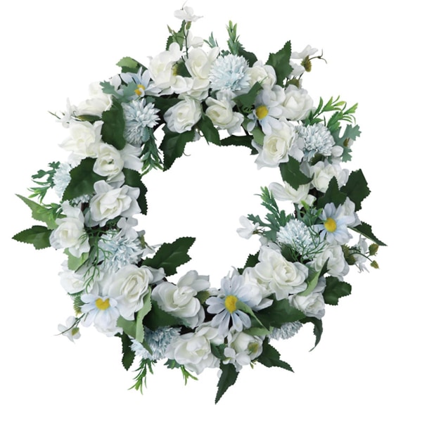 Tekokukkaovikranssi 40cm Valkoinen Koti Olohuoneen Sisustus Pyöreä Simuloitu Gardeniaseppele