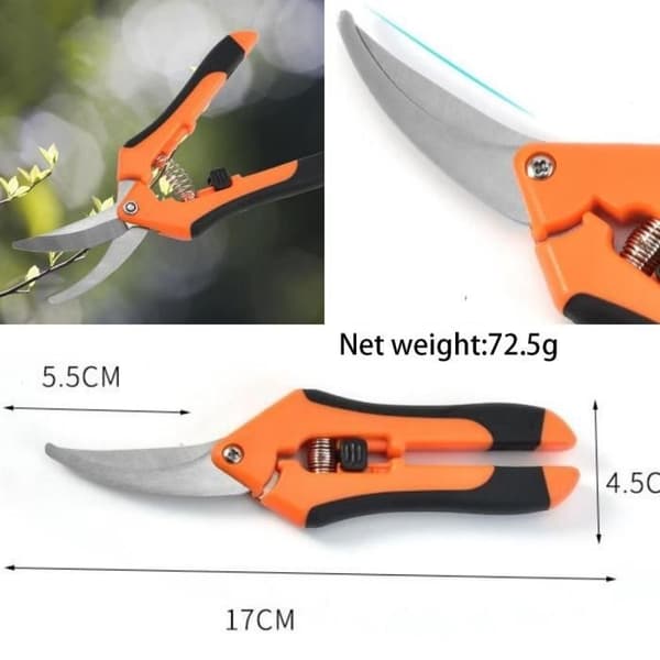 Grensax - Hög kvalitet - Ergonomisk - Låsmekanism - Orange - 17 cm