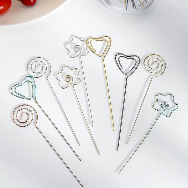 12 stk. Metal Cocktail Sticks Genanvendelige Klæbende Noteholder Rustfrit Stål Appetizer Stick Rustfrit Stål Cocktail Stick Rustfrit Stål Frugt Stic