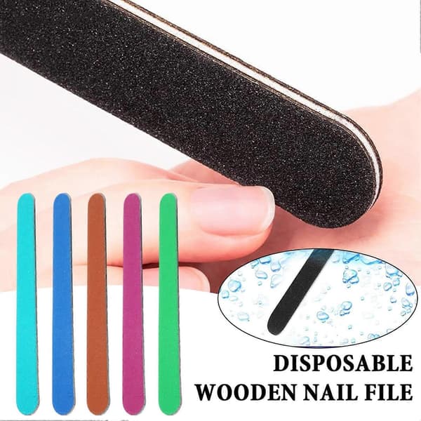 20/100 stk 100/180 grit neglefiler i tre, kompakte, bærbare, multifunksjonelle, engangs neglefiler Black 100pcs