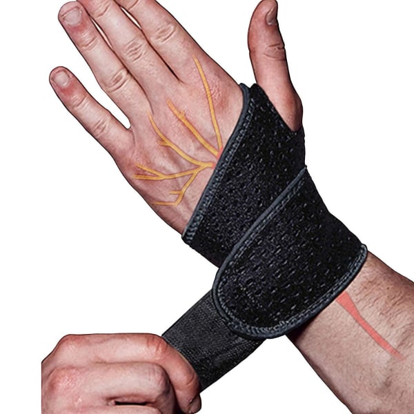 2-pakke håndledskompressionsstropper og håndledsstropper Sportshåndledsstøtte til fitness, vægtløftning, senebetændelse Justerbar (sort)
