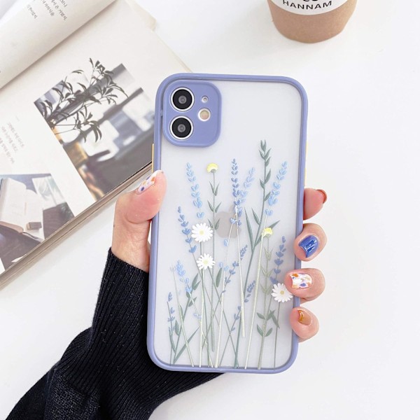 Kompatibel med iPhone 11 för flicka kvinna, blommigt blommönster, smal design, skyddande hårt PC-baksida med mjukt stötsäkert TPU-stötfångartelefonfodral - P