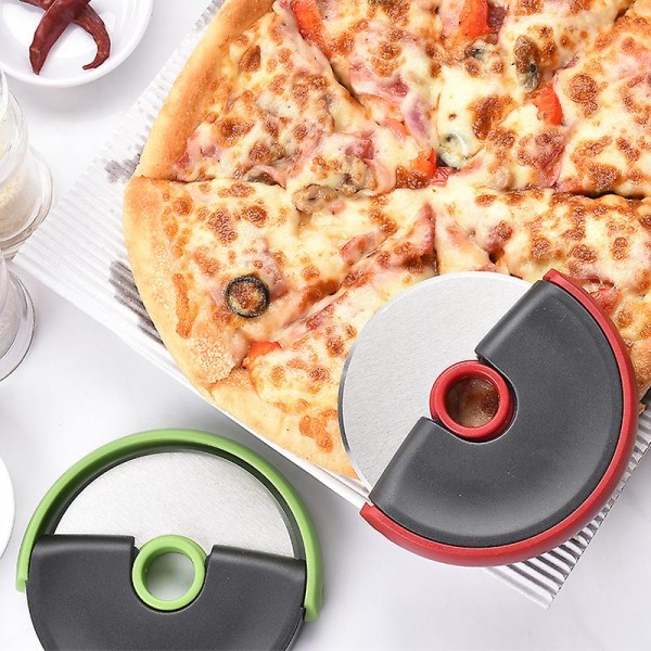 Skiva Lätt att rengöra pizzaskärare Skivhjul Kompakt, Rostfritt stålblad, Grå/röd