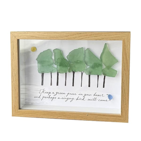 3D sjøglasskunst - med treramme - for gaver