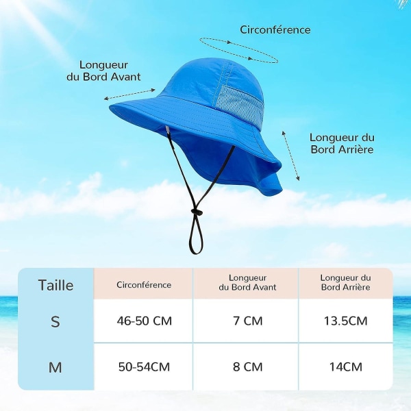 Sininen(m)vauvan aurinkolippalakki Tyttö Poika Kaula Suojaus Lapset Ämpäri Hatut Hengittävä Vauvan Tyttö Ranta Hattu Taapero Kesä Hattu