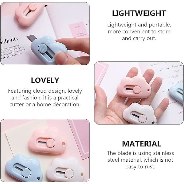 Tegneserie Retractable Box Cloud Shaped Kid Utility Cartons Pap Karton Razor Box Åbner Til Skole Craft Klasse Og Kontorartikler(6stk, Pink)