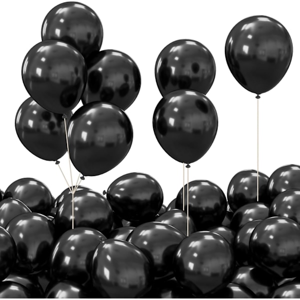 60 stk. 12 tommer Sorte Festballoner Lavet af Stærk Tyk Latex til Fødselsdagsdekorationer, Halloween, Børnefest, Bryllupper, Begravelse og Eventdekorationer