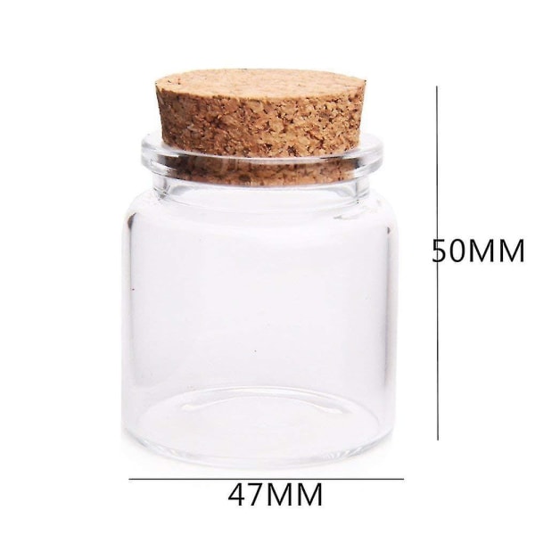 6 Pcs 50ml 47mm X 50mm Small Glass Bottles With Cork Stoppers Little Storage Jars For Spices Wedding Favours