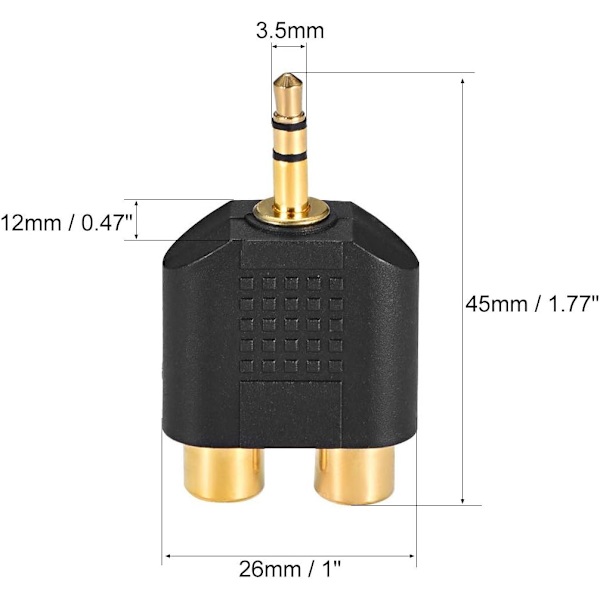 3,5 mm uros - 2 RCA naarasliitin jakosovitin liitin musta 4 kpl stereoäänivideo AV TV-kaapelimuuntimeen