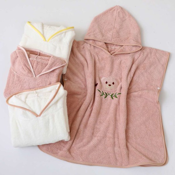 0-4 år gamla barns badhandduk korallfleece söt huva mjuk absorberande badrock semester barn strandhandduk White