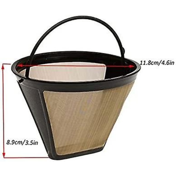 Gull kaffefilter for Cuisinart Gold Tone Filter 6 til 12 kopper størrelse permanente kaffefiltre (gull og svart 2stk)