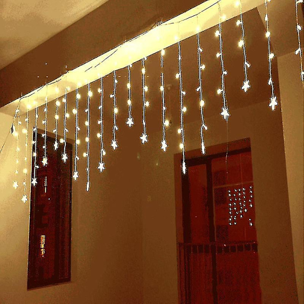 Flera formade LED-gardinljusslinga festträdgårds färgglad utomhusbelysning heminredning UK-adapter varmvit fjäril
