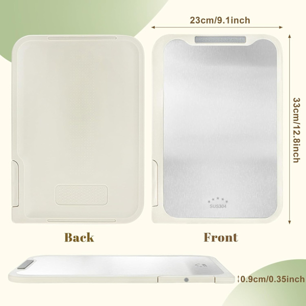 Dubbelsidig skärbräda, 304 Rostfritt Stål Skärbräda, PP Plast Skärbräda för Kök, Halksäker Skärbräda med Saftfåror, D Chopping Board Double Sided