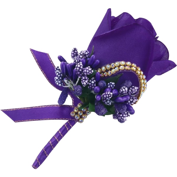 Violetti hääruusu Boutonniere pinssillä miehille hääsulhanen paras mies, sulhanen Boutonnieret hääjuhliin Prom Anniversary (Boutonniere-Pur) Boutonnierepurple 6Packs