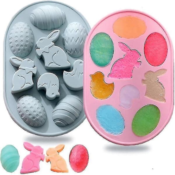 Påskehareegg silikonform, 3D påsketema bakeformbrett DIY bakeverktøy